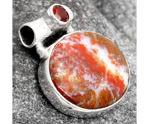 Natural Red Moss Agate & Garnet Pendant SDP106358 P-1300, 16x23 mm