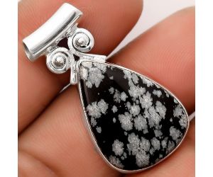 Natural Snow Flake Obsidian Pendant SDP106367 P-1597, 18x24 mm