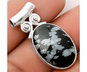 Natural Snow Flake Obsidian Pendant SDP106369 P-1597, 16x22 mm