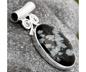 Natural Snow Flake Obsidian Pendant SDP106369 P-1597, 16x22 mm