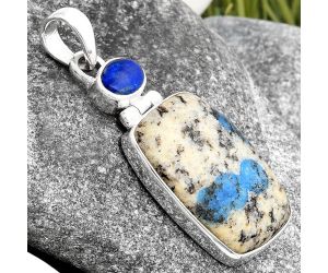 K2 Blue - Azurite In Quartz & Lapis Pendant SDP106843 P-1108, 15x22 mm