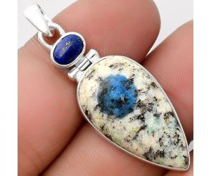 K2 Blue - Azurite In Quartz & Lapis Pendant SDP106860 P-1108, 15x27 mm