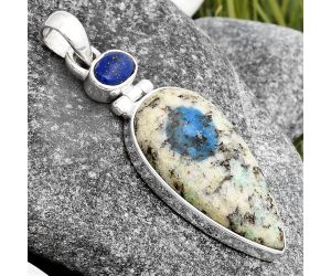 K2 Blue - Azurite In Quartz & Lapis Pendant SDP106860 P-1108, 15x27 mm