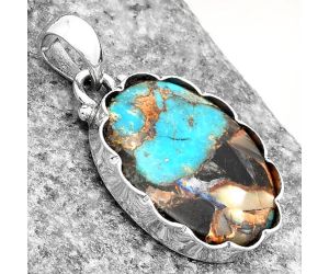 Natural Shell In Black Blue Turquoise Pendant SDP107084 P-1555, 18x22 mm