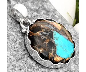 Natural Shell In Black Blue Turquoise Pendant SDP107096 P-1555, 19x19 mm