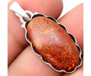Natural Red Moss Agate Pendant SDP107106 P-1555, 14x25 mm