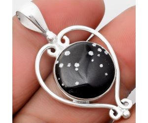 Natural Snow Flake Obsidian Pendant SDP107119 P-1285, 16x16 mm