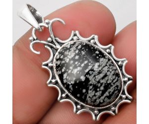 Natural Snow Flake Obsidian Pendant SDP107303 P-1249, 14x20 mm