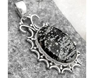 Natural Snow Flake Obsidian Pendant SDP107303 P-1249, 14x20 mm