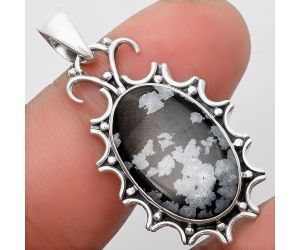 Natural Snow Flake Obsidian Pendant SDP107324 P-1249, 13x20 mm