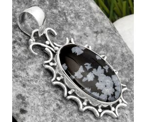 Natural Snow Flake Obsidian Pendant SDP107324 P-1249, 13x20 mm