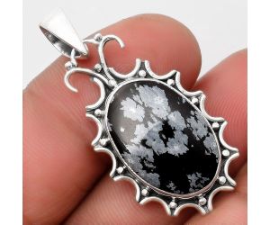 Natural Snow Flake Obsidian Pendant SDP107344 P-1249, 13x20 mm