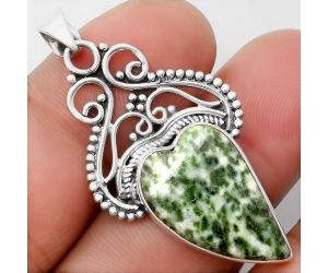 Valentine Gift Heart Natural Dioptase Pendant SDP107376 P-1541, 14x22 mm