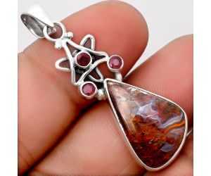 Star Rare Cady Mountain Agate & Garnet Pendant SDP107527 P-1095, 13x21 mm