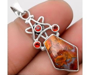 Star - Natural Red Moss Agate & Garnet Pendant SDP107529 P-1095, 13x19 mm