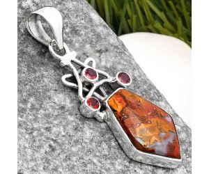 Star - Natural Red Moss Agate & Garnet Pendant SDP107529 P-1095, 13x19 mm