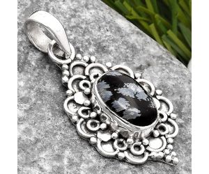 Natural Snow Flake Obsidian Pendant SDP107598 P-1214, 7x11 mm