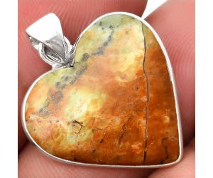 Valentine Gift Heart Natural Chrome Chalcedony Pendant SDP108252 P-1043, 22x22 mm