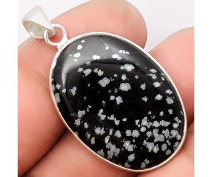 Natural Snow Flake Obsidian Pendant SDP108465 P-1001, 21x30 mm