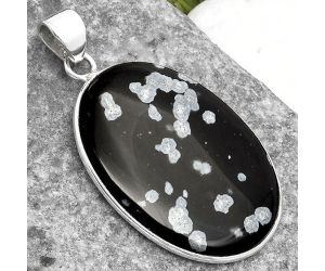 Natural Snow Flake Obsidian Pendant SDP108495 P-1001, 22x32 mm