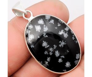 Natural Snow Flake Obsidian Pendant SDP108499 P-1001, 21x29 mm