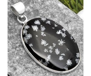 Natural Snow Flake Obsidian Pendant SDP108499 P-1001, 21x29 mm