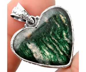 Valentine Gift Heart Natural Green Aventurine Pendant SDP108798 P-1043, 24x26 mm