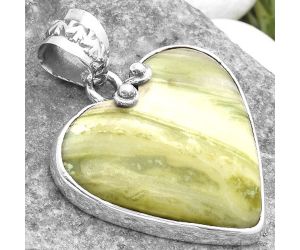 Valentine Gift Heart Natural Serpentine Pendant SDP108858 P-1043, 24x25 mm