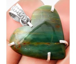 Heart Oregon Skaggs Jasper 925 Sterling Silver Pendant Jewelry SDP108867 P-1043, 26x27 mm