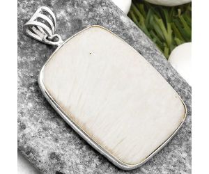 Natural White Scolecite Pendant SDP109111 P-1001, 26x31 mm