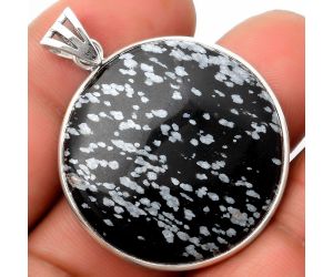 Natural Snow Flake Obsidian Pendant SDP109229 P-1001, 30x30 mm