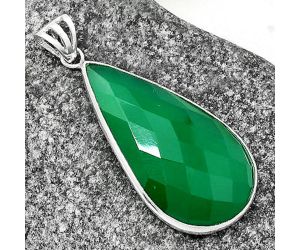 Faceted Natural Green Onyx Pendant SDP109450 P-1001, 19x35 mm