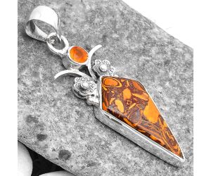 Coquina Fossil Jasper & Carnelian Pendant SDP109787 P-1695, 12x23 mm