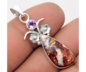 Indian Blanket Jasper & Amethyst Pendant SDP109798 P-1695, 10x20 mm