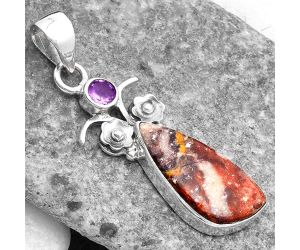 Indian Blanket Jasper & Amethyst Pendant SDP109798 P-1695, 10x20 mm