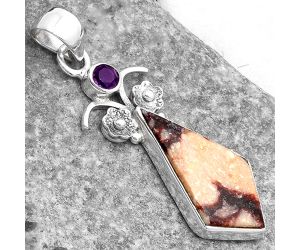 Indian Blanket Jasper & Amethyst Pendant SDP109799 P-1695, 11x23 mm