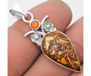 Coquina Fossil Jasper & Carnelian Pendant SDP109808 P-1695, 12x22 mm