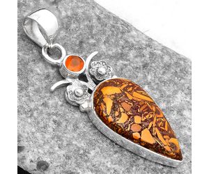 Coquina Fossil Jasper & Carnelian Pendant SDP109808 P-1695, 12x22 mm