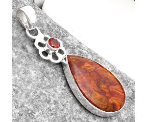 Natural Pietersite - Namibia & Garnet Pendant SDP109961 P-1634, 15x23 mm