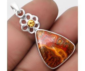 Rare Cady Mountain Agate & Citrine Pendant SDP110002 P-1634, 17x21 mm