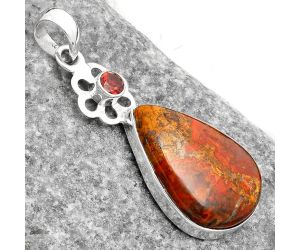 Rare Cady Mountain Agate & Garnet Pendant SDP110004 P-1634, 16x23 mm