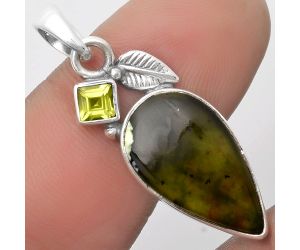 Natural Chrome Chalcedony & Peridot Pendant SDP110010 P-1652, 12x21 mm