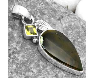 Natural Chrome Chalcedony & Peridot Pendant SDP110010 P-1652, 12x21 mm