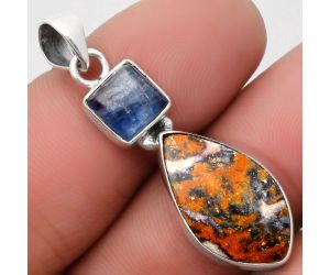 Indian Blanket Jasper & Blue Kyanite Pendant SDP110220 P-1077, 12x21 mm