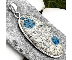 Natural K2 Blue - Azurite In Quartz Pendant SDP110395 P-1001, 24x45 mm