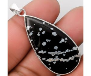 Natural Snow Flake Obsidian Pendant SDP110927 P-1053, 20x39 mm