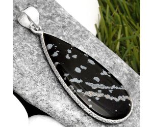 Natural Snow Flake Obsidian Pendant SDP110927 P-1053, 20x39 mm