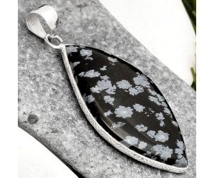 Natural Snow Flake Obsidian Pendant SDP110936 P-1053, 21x39 mm