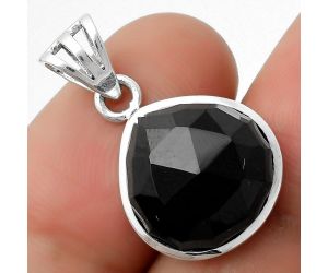 Faceted Natural Black Onyx - Brazil Pendant SDP111131 P-1002, 14x14 mm