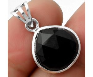 Faceted Natural Black Onyx - Brazil Pendant SDP111174 P-1002, 14x14 mm